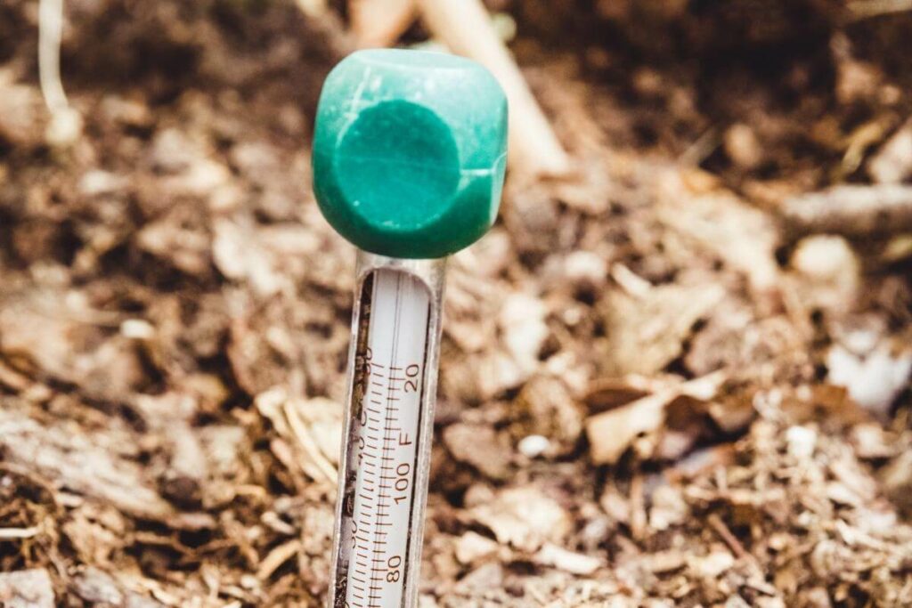 Adding thermometer compost