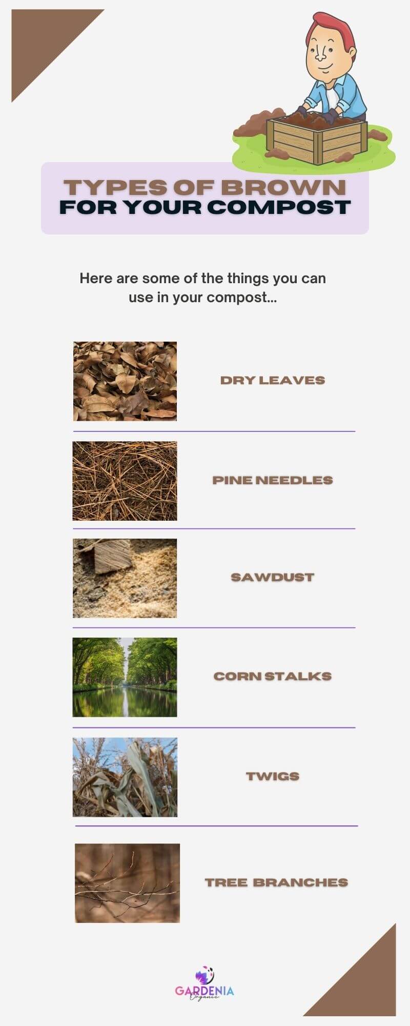 Types of browns you can use in compost