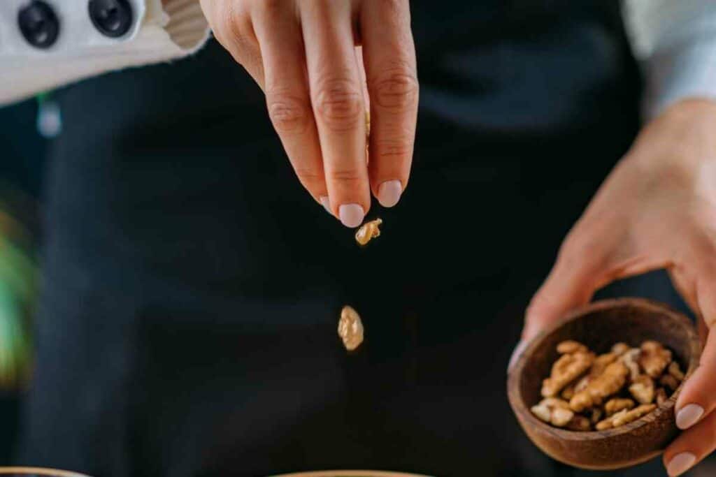 Woman is making bird food