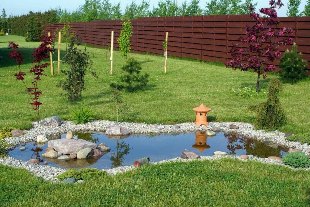 Use stones for edging wildlife pond