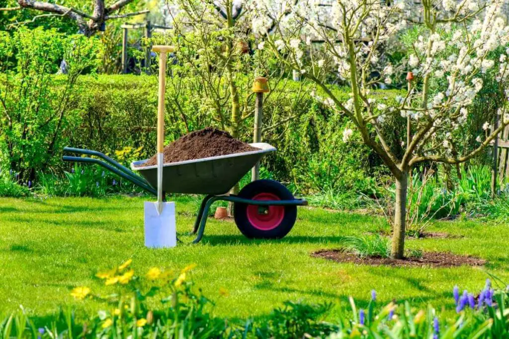 Composting process in a garden