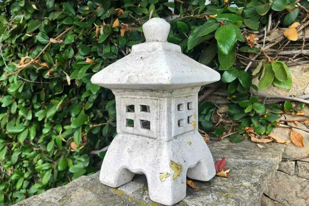 Japanese pagoda lantern in backyard