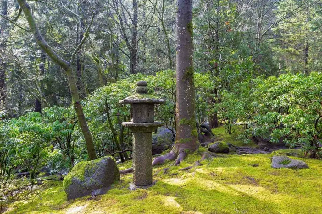 Japanese Pagoda Lantern in a garden