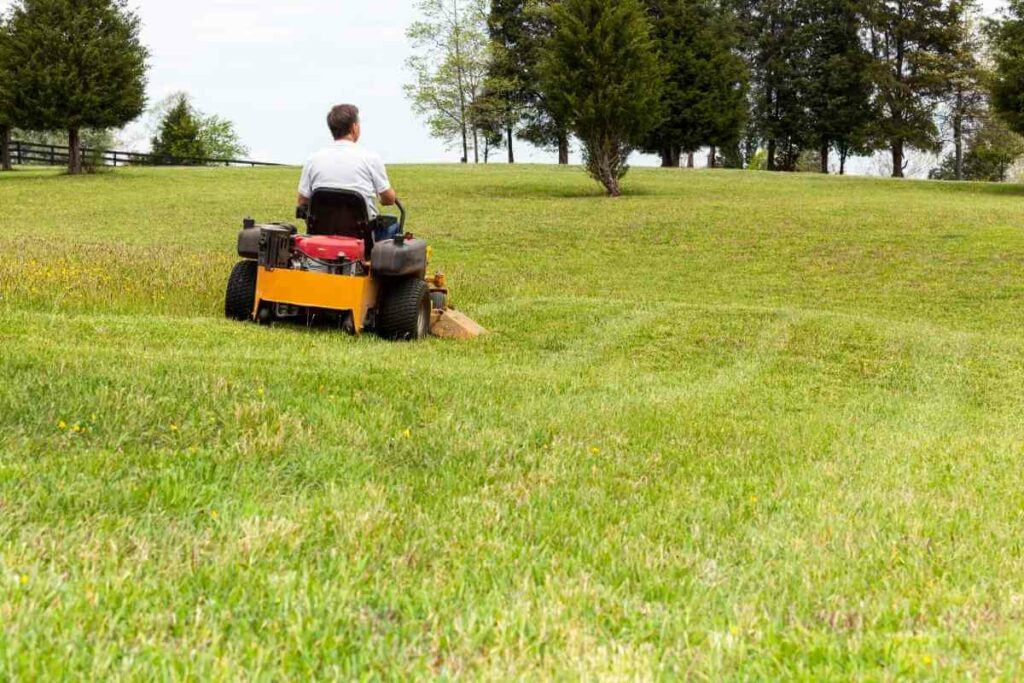 Zero turn mower on rough terrain