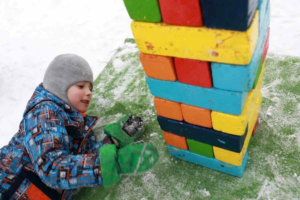 Jenga blocks winter fun