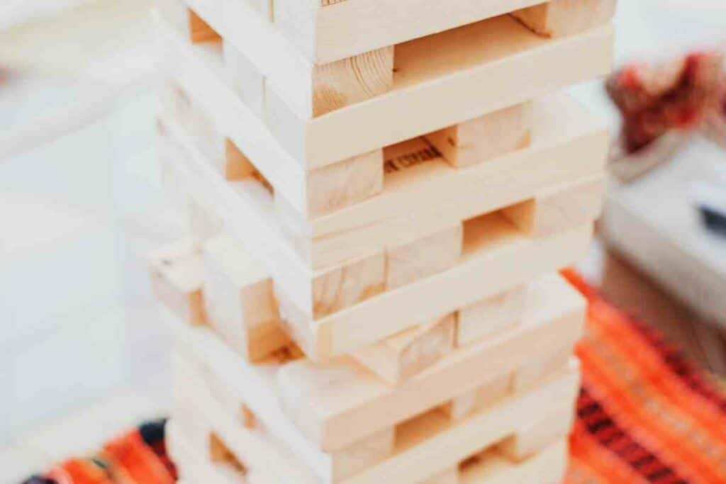 Jenga blocks white wood