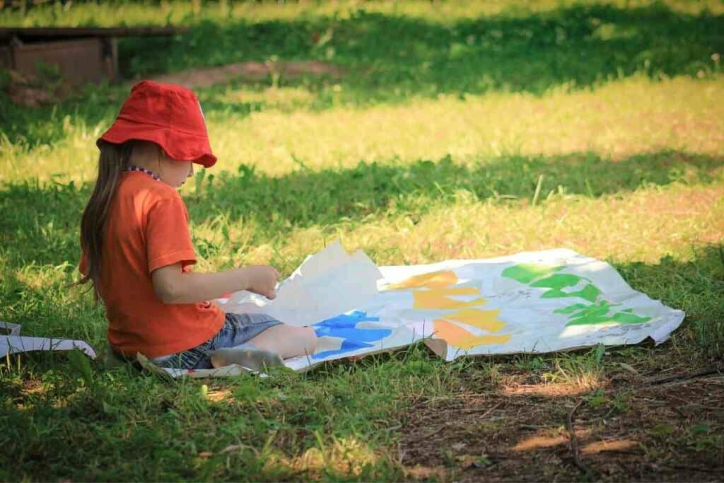 Playing Lawn twister in garden