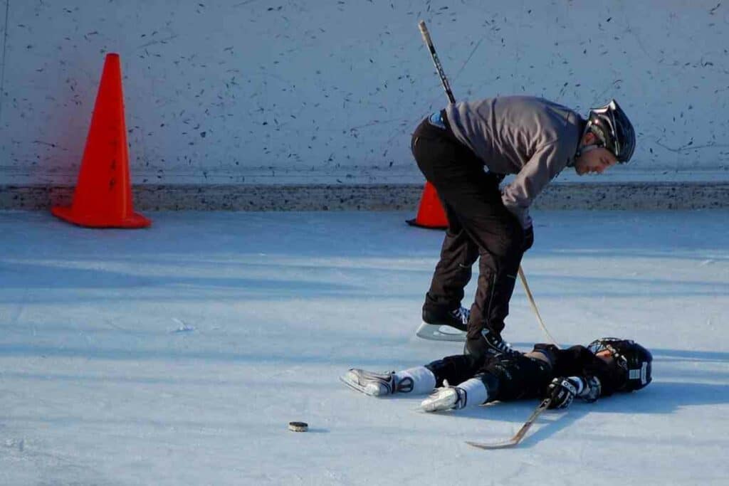 Hokey Game in Ice rink in backyard