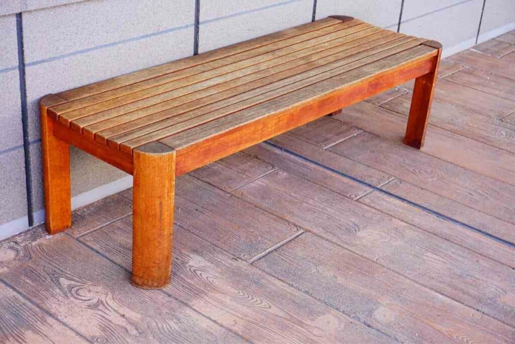 Simple wooden bench in garden