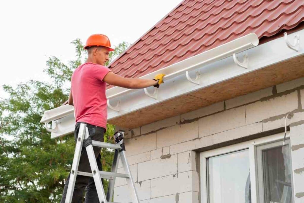 Vinyl gutters installation