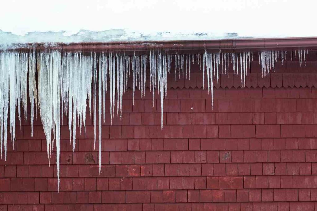 Gutters are frozen cold