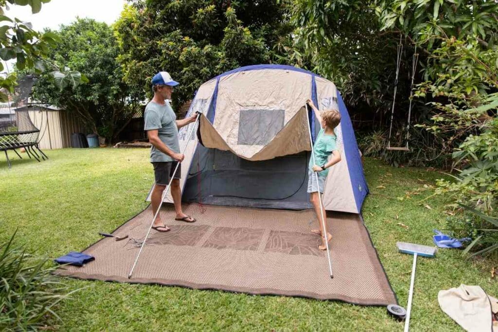 Camping in backyard