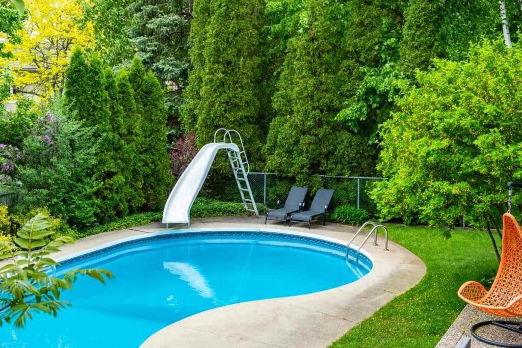 Grass around pool disadvantages listed