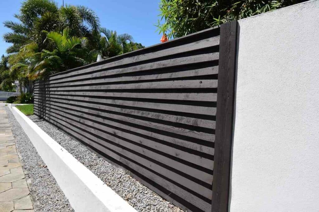 Horizontal Louvered wooden fence idea