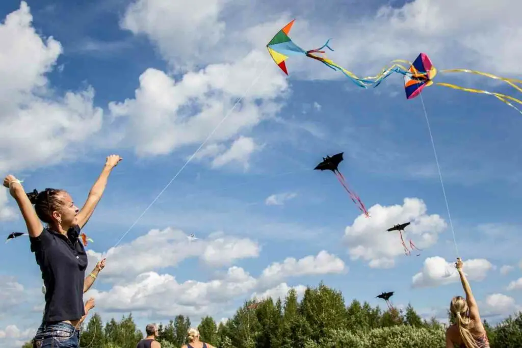 Flying a kite backyard