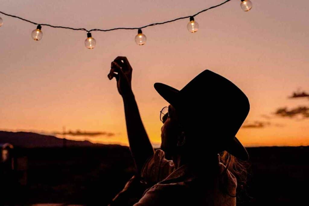 Create chandelier with string lights