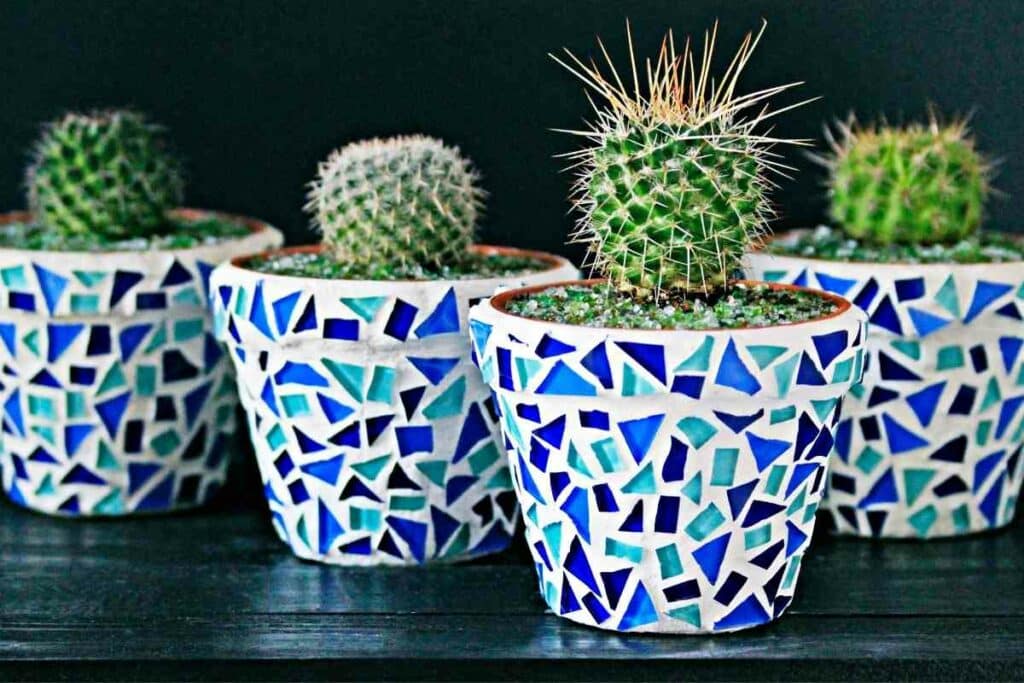 Mosaic planters for backyard