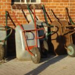 wheelbarrows stored outside lubricant tips