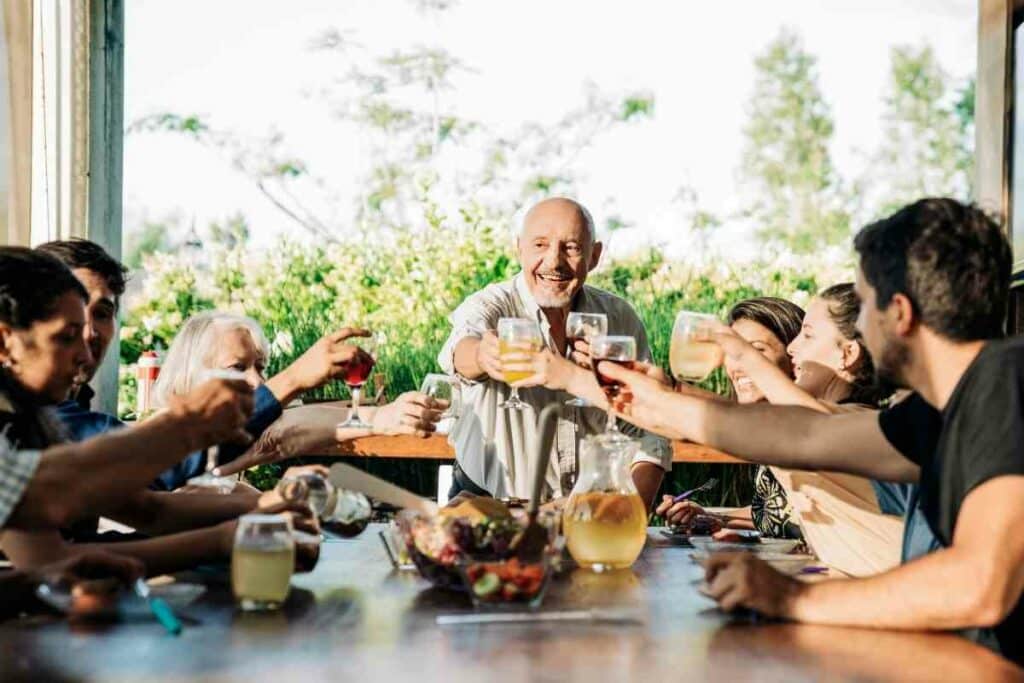 Family reunion on patio area