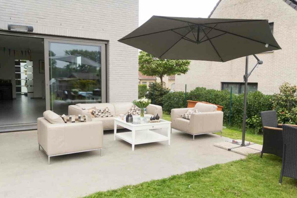 cantilever parasols in the backyard
