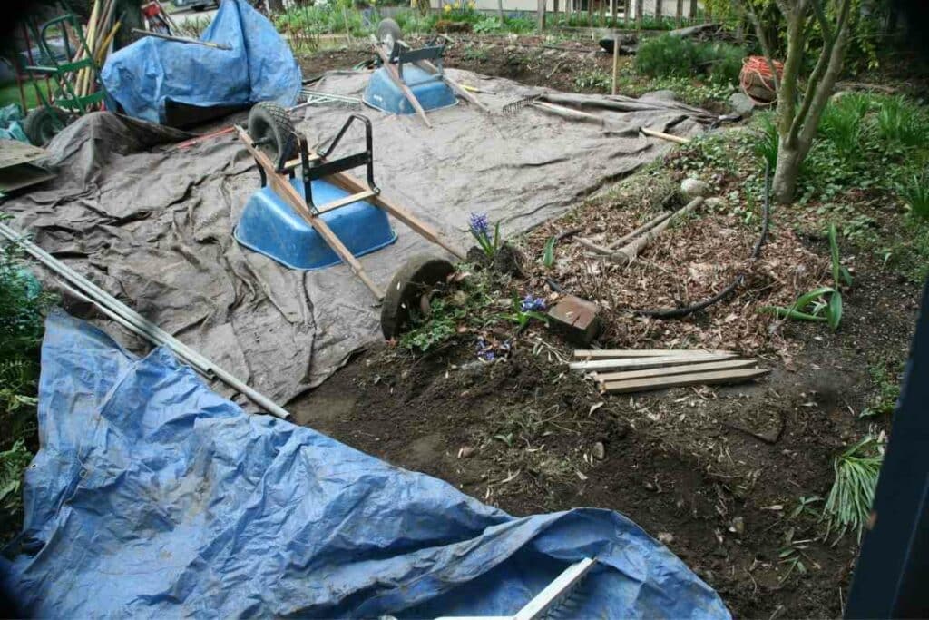 Plastic tarp garden