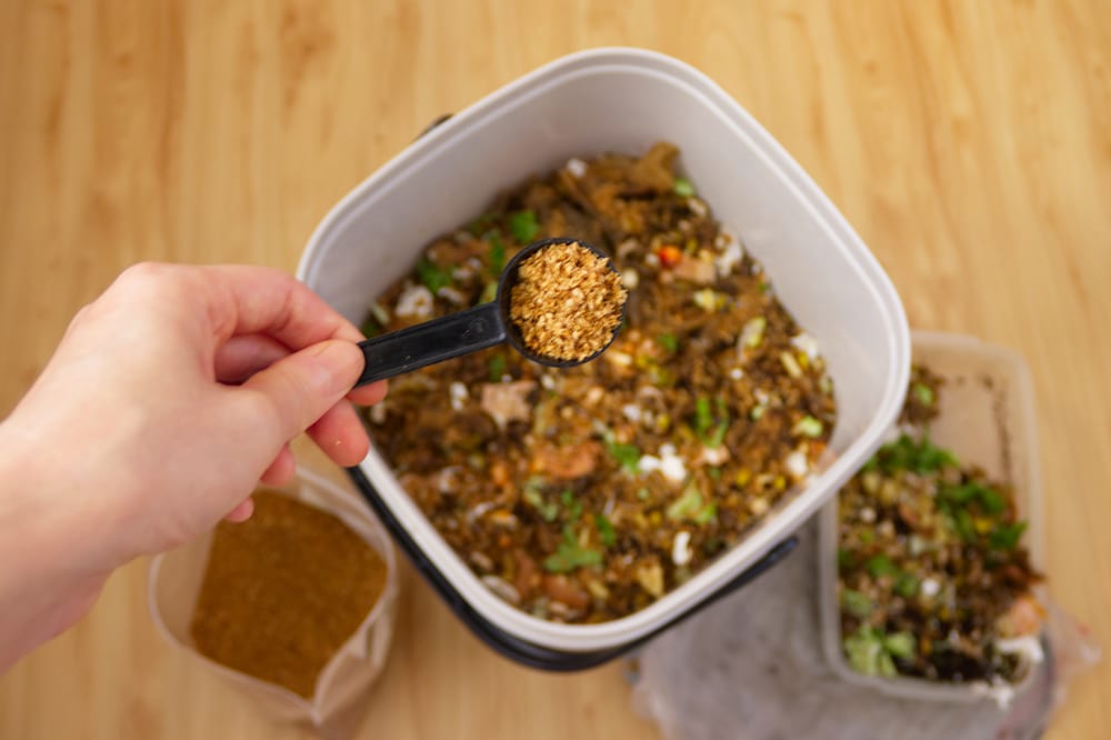 Making Bokashi with food scraps.