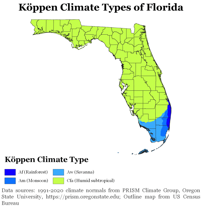Florida Plant Hardiness Zones Map - Koppen Climate Types Florida 768x797 