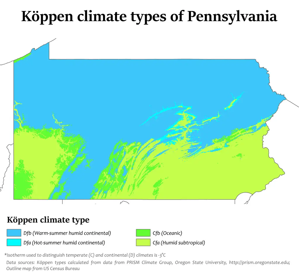 2023 USDA plant hardiness zones map information for Pennsylvania.