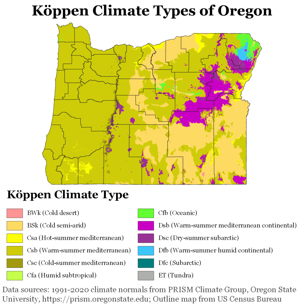 Oregon General climate