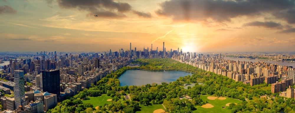 Central Park, New York surrounded by buildings